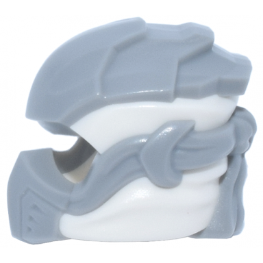 white minifigure headgear ninjago wrap type 10 with molded light bluish gray armor wraps and knot pattern