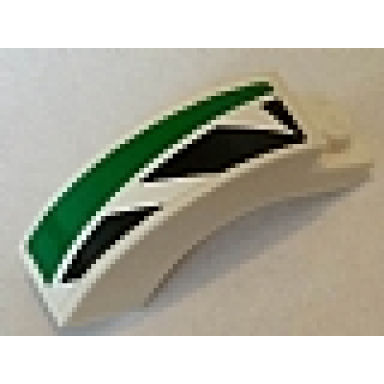white arch 1 x 3 x 2 curved top with green and black pattern model left side sticker - set 8864