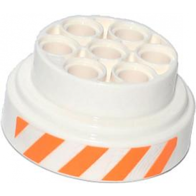 white wheel 31mm d x 15mm technic with orange and white danger stripes pattern sticker - set 70707