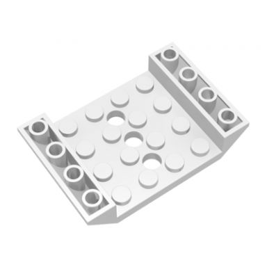 white slope inverted 45 6 x 4 double with 4 x 4 cutout and 3 holes