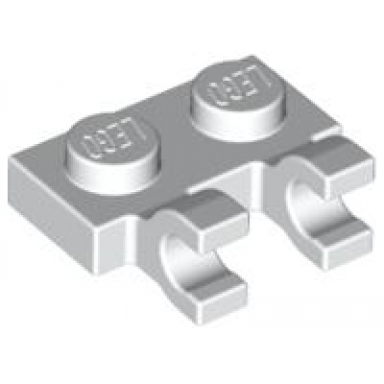 white plate modified 1 x 2 with 2 u clips horizontal grip