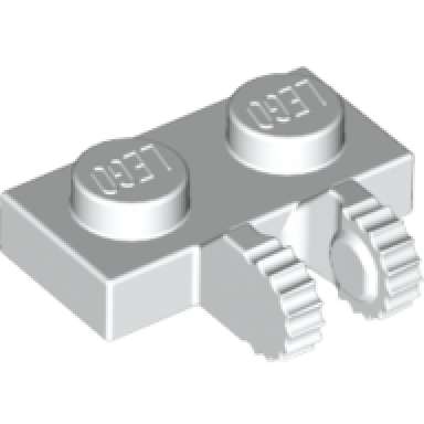 white hinge plate 1 x 2 locking with 2 fingers on side