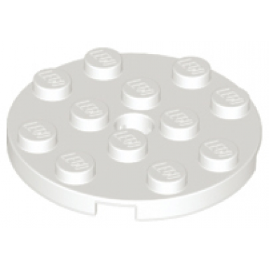 white plate round 4 x 4 with hole