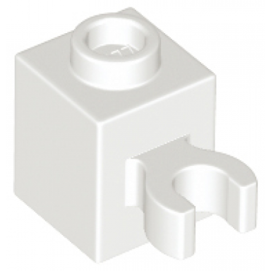 white brick modified 1 x 1 with open o clip vertical grip - hollow stud