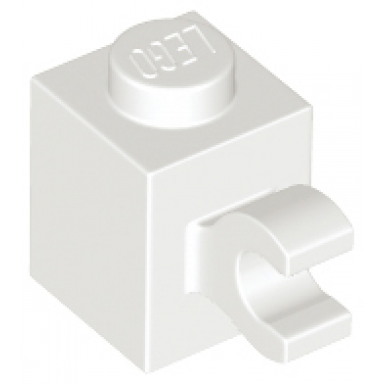 white brick modified 1 x 1 with clip horizontal grip