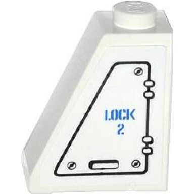 white slope 65 2 x 1 x 2 with hatch and lock 2 pattern model left side sticker - set 60014
