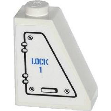 white slope 65 2 x 1 x 2 with hatch and lock 1 pattern model right side sticker - set 60014