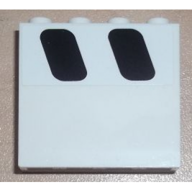 white panel 1 x 4 x 3 with side supports - hollow studs with 2 black windows pattern model right side sticker - set 8638