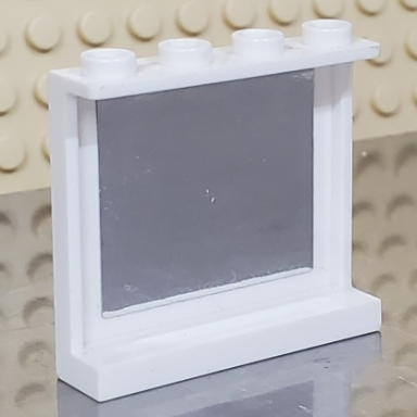 white panel 1 x 4 x 3 with side supports - hollow studs with square mirror pattern on inside sticker - set 3315