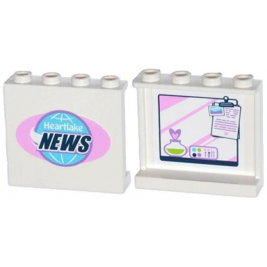 white panel 1 x 4 x 3 with side supports with clipboard perfume and make-up on inside and heartlake news on outside pattern stickers - set 41056
