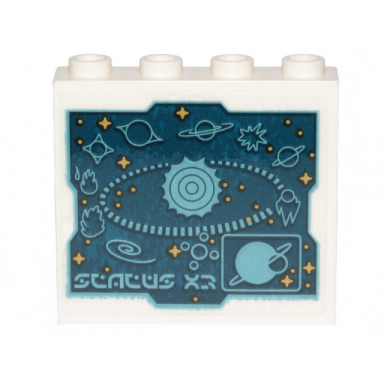 white panel 1 x 4 x 3 with side supports - hollow studs with systar system stellar map pattern sticker - set 70830