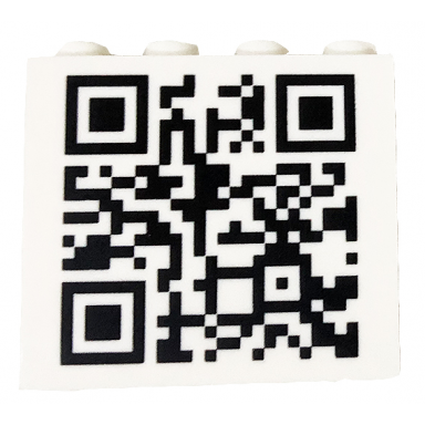 white panel 1 x 4 x 3 with side supports - hollow studs with black qr code pattern