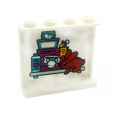white panel 1 x 4 x 3 with side supports - hollow studs withâ nursery patternâ sticker - set 41318