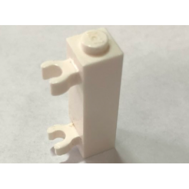 white brick modified 1 x 1 x 3 with 2 clips vertical grip - solid stud
