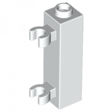 white brick modified 1 x 1 x 3 with 2 clips vertical grip - hollow stud