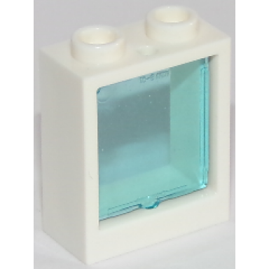 white window 1 x 2 x 2 flat front with trans-light blue glass 60592 60601
