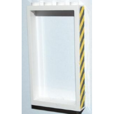 white door frame 1 x 4 x 6 with 2 holes on top and bottom with black and yellow danger stripes pattern on right side sticker - set 3182