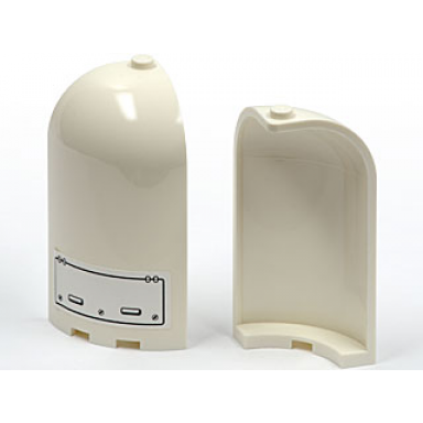 white panel 3 x 3 x 6 corner convex with curved top with door with 2 handles pattern sticker - set 7635
