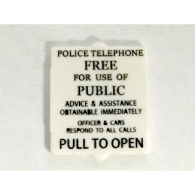 white glass for window 1 x 2 x 2 flat front with black police telephone.. pull to open pattern