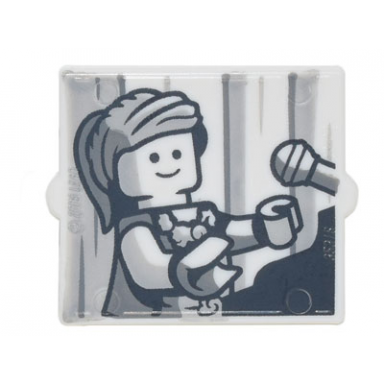 white glass for window 1 x 2 x 2 flat front with female minifigure singer piano player and microphone pattern