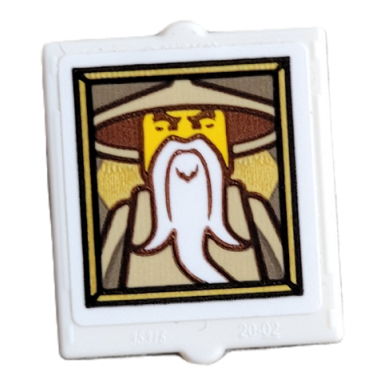 white glass for window 1 x 2 x 2 flat front with wu sensei minifigure picture frame pattern sticker - set 71767
