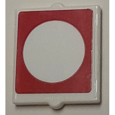 white glass for window 1 x 2 x 2 flat front with white circle on red background pattern sticker - set 40429