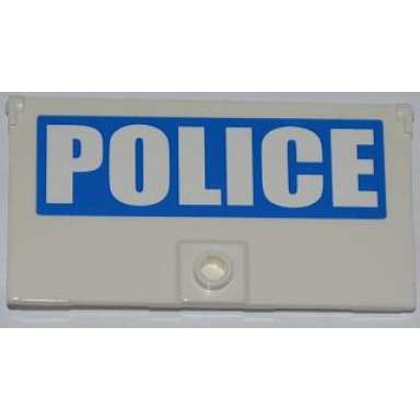 white door 1 x 4 x 6 with stud handle with white police on blue background pattern model left side sticker - set 7288