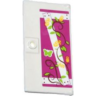 white door 1 x 4 x 6 with stud handle with nailed wooden boards rose vines and green butterfly pattern model left side sticker - set 41039