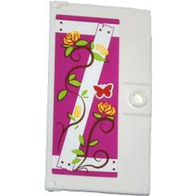 white door 1 x 4 x 6 with stud handle with nailed wooden boards rose vines and red butterfly pattern model right side sticker - set 41039