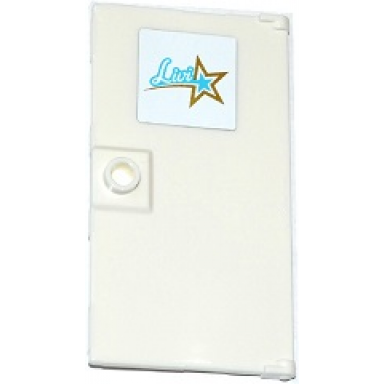 white door 1 x 4 x 6 with stud handle with livi and gold and medium azure star pattern sticker - set 41104