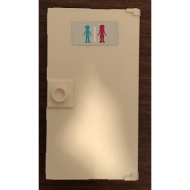 white door 1 x 4 x 6 with stud handle with medium azure boy and magenta girl unisex restroom pattern sticker - set 41134