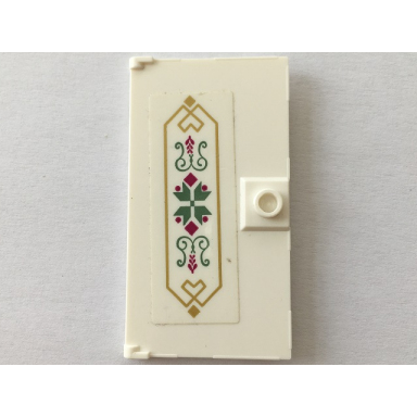 white door 1 x 4 x 6 with stud handle with magenta flowers and sand green scrollwork inside golden ornament frame pattern sticker - set 41068