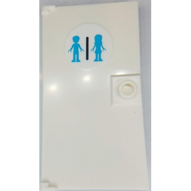 white door 1 x 4 x 6 with stud handle with medium azure male and female friends mini dolls silhouettes unisex restroom pattern sticker - set 41430