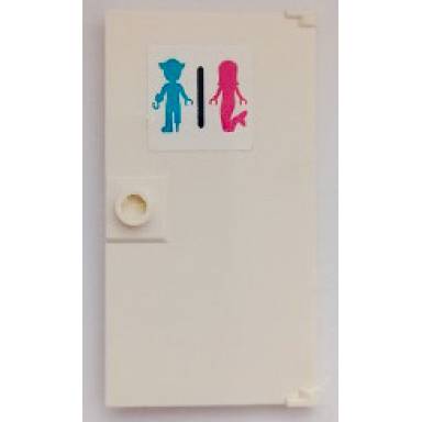 white door 1 x 4 x 6 with stud handle with dark turquoise pirate and dark pink mermaid unisex restroom pattern sticker - set 41428