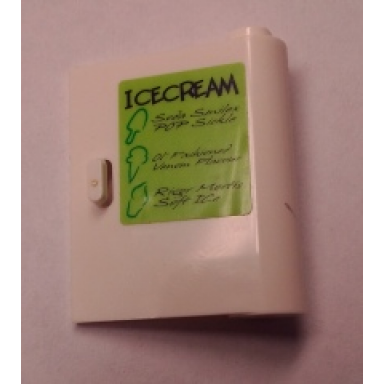 white door 1 x 3 x 3 right - open between top and bottom hinge with icecream and menu pattern sticker - set 7888
