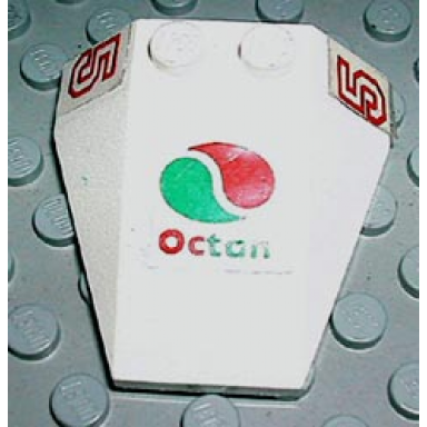 white wedge 4 x 4 triple without stud notches with octan logo and number 5 both sides pattern stickers - set 6648-1