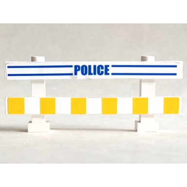 white fence 1 x 8 x 2 2 3 with blue lines police and white and yellow stripes pattern stickers - set 7286