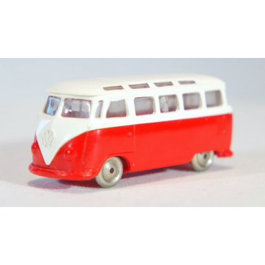 white ho scale vw minibus with red base