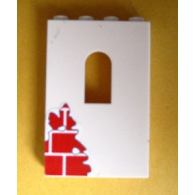 white panel 1 x 4 x 5 wall with window with red bricks pattern bottom left sticker - set 6242