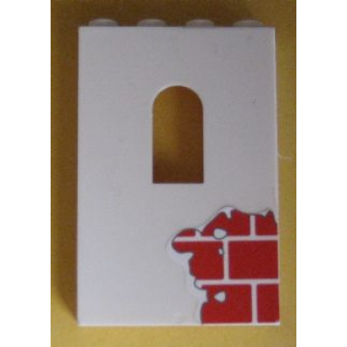white panel 1 x 4 x 5 wall with window with red bricks pattern bottom right sticker - set 6242