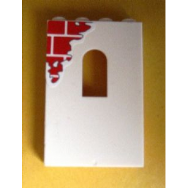 white panel 1 x 4 x 5 wall with window with red bricks pattern top left sticker - set 6242