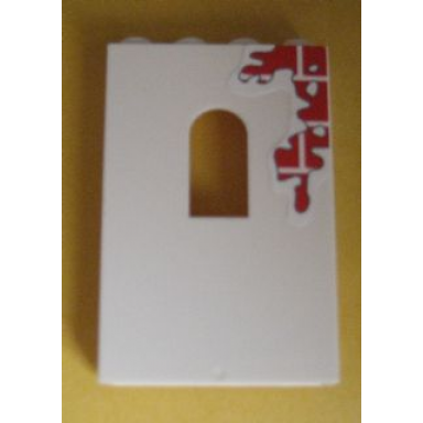 white panel 1 x 4 x 5 wall with window with red bricks pattern top right sticker - set 6242