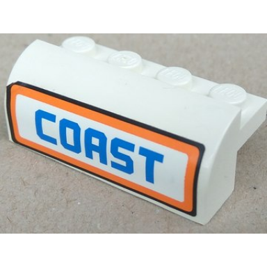 white slope curved 2 x 4 x 1 1 3 with 4 recessed studs with coast pattern sticker - set 7738