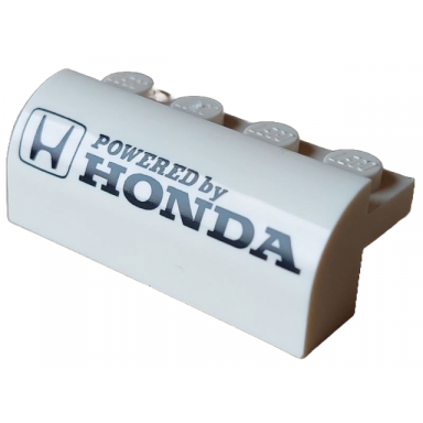 white slope curved 2 x 4 x 1 1 3 with 4 recessed studs with powered by honda logo pattern