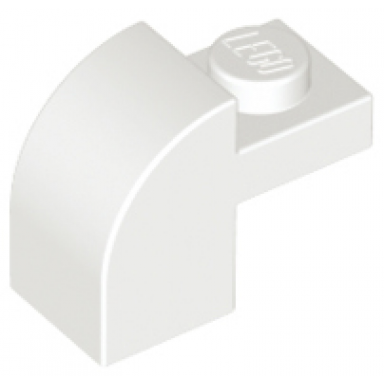 white slope curved 2 x 1 x 1 1 3 with recessed stud