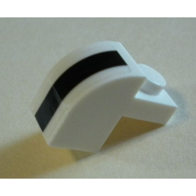 white slope curved 2 x 1 x 1 1 3 with recessed stud with black line pattern sticker - set 75895