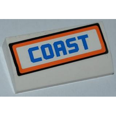 white slope curved 2 x 4 x 2 3 without bottom tubes with coast pattern sticker - set 7726