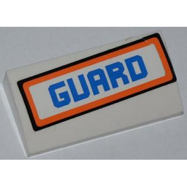 white slope curved 2 x 4 x 2 3 without bottom tubes with guard pattern sticker - set 7726