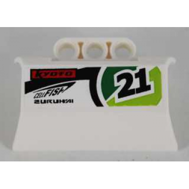 white technic panel engine block half side intake with black 21 kyoto cellfish and zuruhai pattern model left side sticker - set 8864