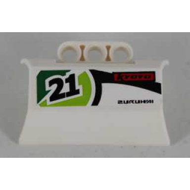 white technic panel engine block half side intake with black 21 kyoto and zuruhai pattern model right side sticker - set 8864